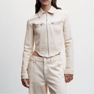 Mango cream Jacket With Zip Pockets Beige